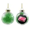 Transparent Christmas tree ball ornament with green filling 8cm