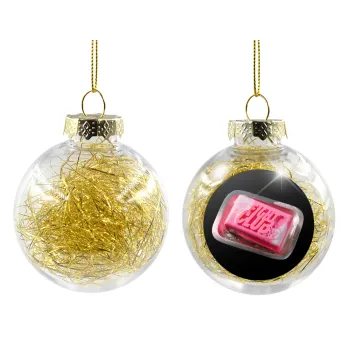 Fight Club, Transparent Christmas tree ball ornament with gold filling 8cm