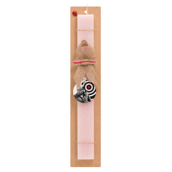 Θου Βου Φαλακρός Πράκτωρ, Easter Set, wooden keychain & scented flat Easter candle (30cm) (PINK)