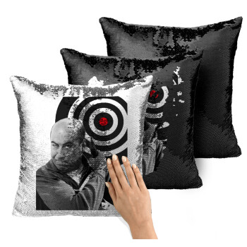 Θου Βου Φαλακρός Πράκτωρ, Μαξιλάρι καναπέ Μαγικό Μαύρο με πούλιες 40x40cm περιέχεται το γέμισμα