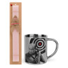 Easter Set, metallic thermal cup (300ml) & aromatic flat Easter candle (30cm) (PINK)
