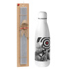 Easter Set, metallic stainless thermos bottle (500ml) & scented flat Easter candle (30cm) (GRAY)