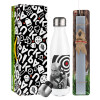 Easter candle, metallic white thermos bottle (500ml) & aromatic flat candle (30cm) (GRAY)