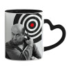 Mug heart black handle, ceramic, 330ml