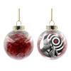 Transparent Christmas tree ball ornament with red filling 8cm