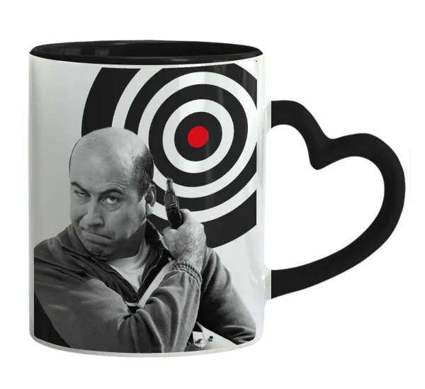 Θου Βου Φαλακρός Πράκτωρ — Mug heart black handle, ceramic, 330ml