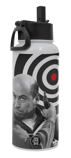 Θου Βου Φαλακρός Πράκτωρ — Metal mug thermo White with Straw and Spout Lid (Stainless steel), double wall, 950ml