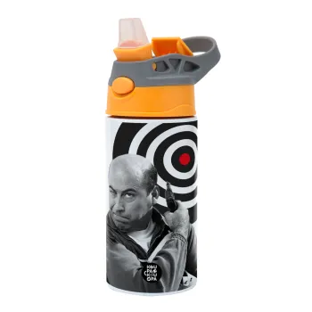 Θου Βου Φαλακρός Πράκτωρ, Παιδικό παγούρι θερμό, ανοξείδωτο, με καλαμάκι ασφαλείας, Πορτοκαλί/Γκρι (360ml) BPA-FREE