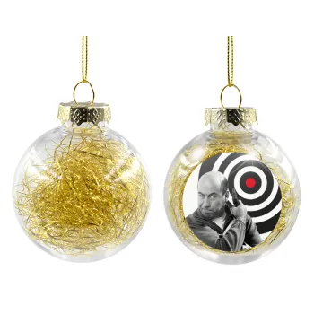 Θου Βου Φαλακρός Πράκτωρ, Transparent Christmas tree ball ornament with gold filling 8cm