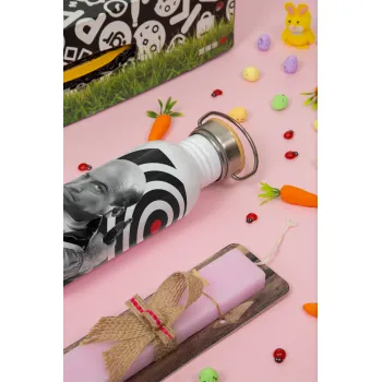 Θου Βου Φαλακρός Πράκτωρ, Πασχαλινή Λαμπάδα με παγούρι μεταλλικό (620ml, stainless steel) & κερί αρωματικό πλακέ (30cm) (ΡΟΖ)