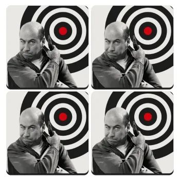 Θου Βου Φαλακρός Πράκτωρ, ΣΕΤ 4 Σουβέρ ξύλινα τετράγωνα (9cm)