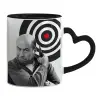 Mug heart black handle, ceramic, 330ml