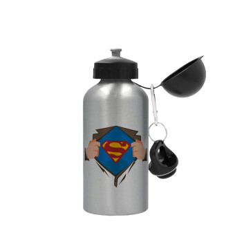 Superman hands, Metallic water jug, Silver, aluminum 500ml