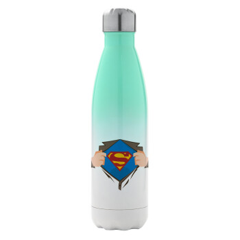 Superman hands, Metal mug thermos Green/White (Stainless steel), double wall, 500ml