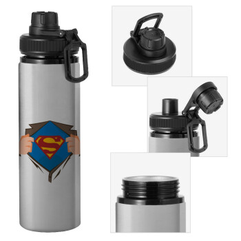 Superman hands, Μεταλλικό παγούρι νερού με καπάκι ασφαλείας, αλουμινίου 850ml