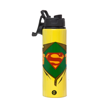 Superman hands, Metallic water bottle with safety lid, 850ml aluminum
