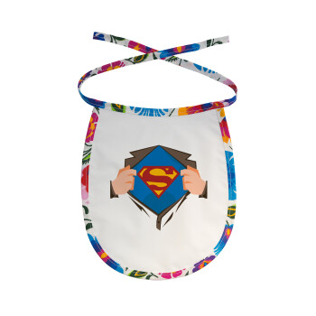 Superman hands, Σαλιάρα μωρού αλέκιαστη με κορδόνι Χρωματιστή