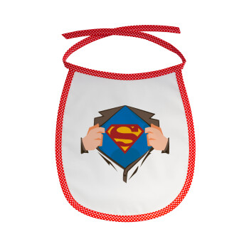 Superman hands, Σαλιάρα μωρού αλέκιαστη με κορδόνι Κόκκινη