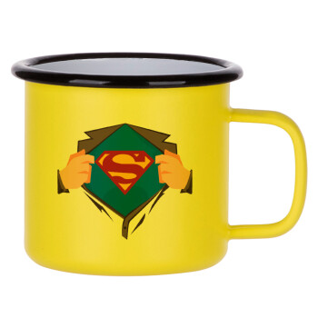 Superman hands, Κούπα Μεταλλική εμαγιέ ΜΑΤ Κίτρινη 360ml