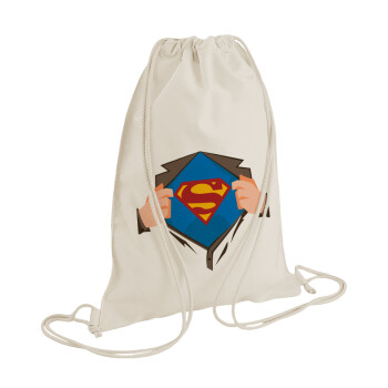 Superman hands, Backpack bag GYMBAG natural (28x40cm)