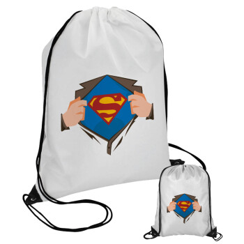 Superman hands, Τσάντα πουγκί με μαύρα κορδόνια 45χ35cm (1 τεμάχιο)