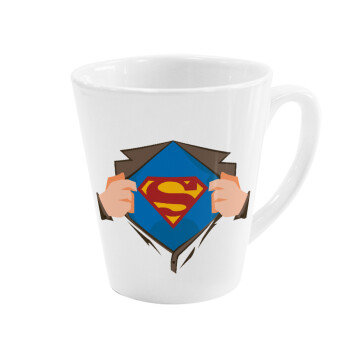 Superman hands, Κούπα κωνική Latte Λευκή, κεραμική, 300ml