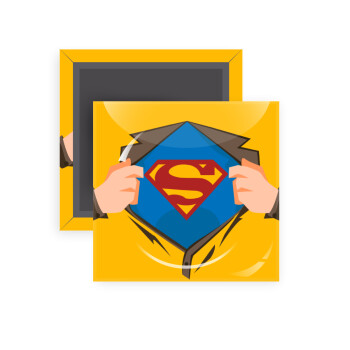 Superman hands, Μαγνητάκι ψυγείου τετράγωνο διάστασης 5x5cm