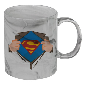 Superman hands, Κούπα κεραμική, marble style (μάρμαρο), 330ml