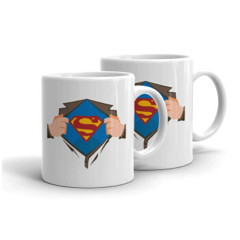 Superman hands, Κουπάκια λευκά, κεραμικό, για espresso 75ml (2 τεμάχια)