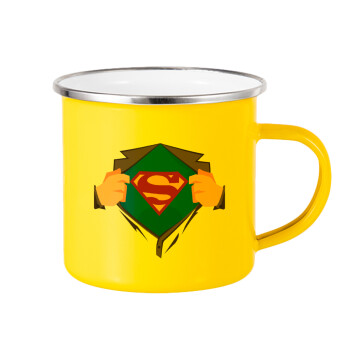 Superman hands, Κούπα Μεταλλική εμαγιέ Κίτρινη 360ml