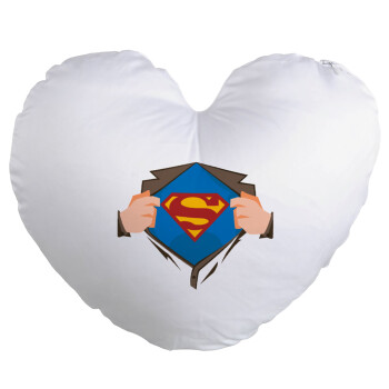 Superman hands, Μαξιλάρι καναπέ καρδιά 40x40cm περιέχεται το  γέμισμα