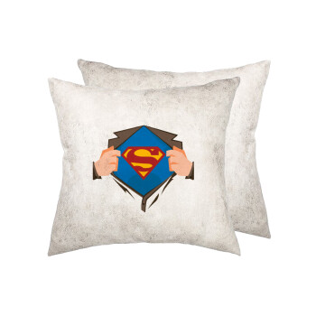 Superman hands, Μαξιλάρι καναπέ Δερματίνη Γκρι 40x40cm με γέμισμα