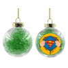 Transparent Christmas tree ball ornament with green filling 8cm