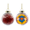 Transparent Christmas tree ball ornament with red filling 8cm