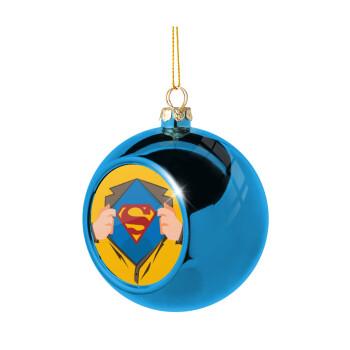 Superman hands, Χριστουγεννιάτικη μπάλα δένδρου Μπλε 8cm