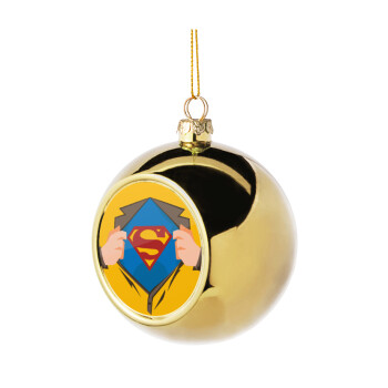 Superman hands, Χριστουγεννιάτικη μπάλα δένδρου Χρυσή 8cm