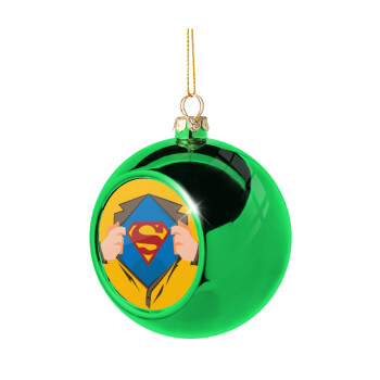 Superman hands, Χριστουγεννιάτικη μπάλα δένδρου Πράσινη 8cm