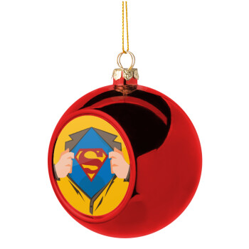 Superman hands, Χριστουγεννιάτικη μπάλα δένδρου Κόκκινη 8cm