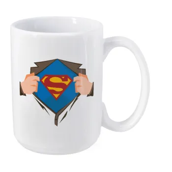 Superman hands, Κούπα Mega, κεραμική, 450ml