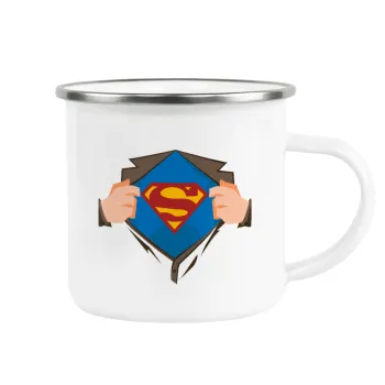 Superman hands, Κούπα Μεταλλική εμαγιέ λευκη 360ml