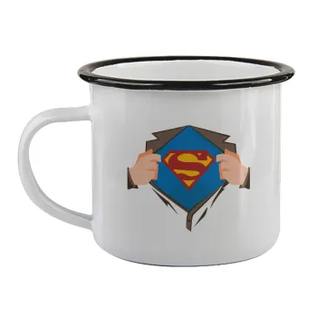 Superman hands, Κούπα εμαγιέ με μαύρο χείλος 360ml