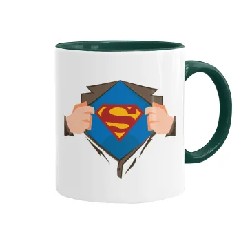Superman hands, Mug colored green, ceramic, 330ml