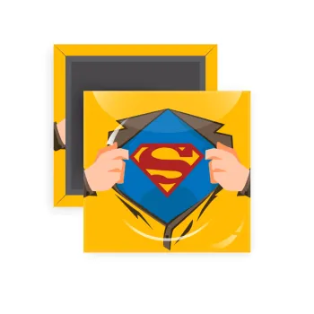 Superman hands, Μαγνητάκι ψυγείου τετράγωνο διάστασης 5x5cm