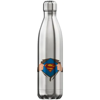 Superman hands, Inox (Stainless steel) hot metal mug, double wall, 750ml