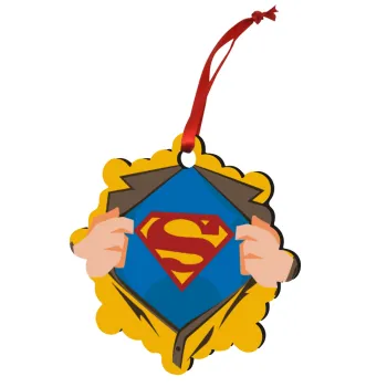 Superman hands, Christmas ornament snowflake wooden 7.5cm