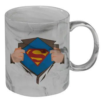 Superman hands, Mug ceramic marble style, 330ml