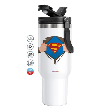 Superman hands, Mega Stainless steel Tumbler with lid, double wall 1,2L