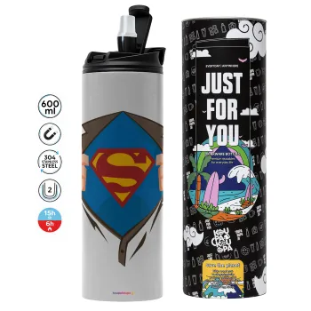 Superman hands, Tumbler stainless steel GREY 600ml
