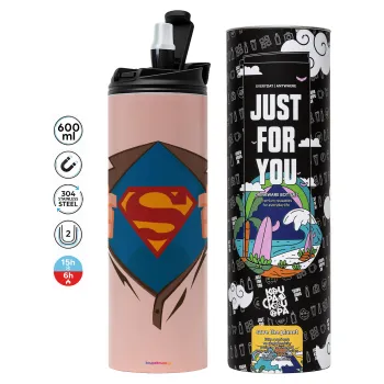 Superman hands, Tumbler stainless steel PINK 600ml