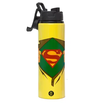 Superman hands, Μεταλλικό παγούρι νερού με καπάκι ασφαλείας, αλουμινίου 850ml